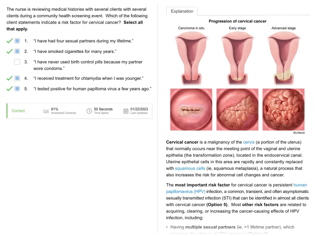 NCLEX Master Coach NCLEX-RN practice question explanations for visual learners. Cervical example