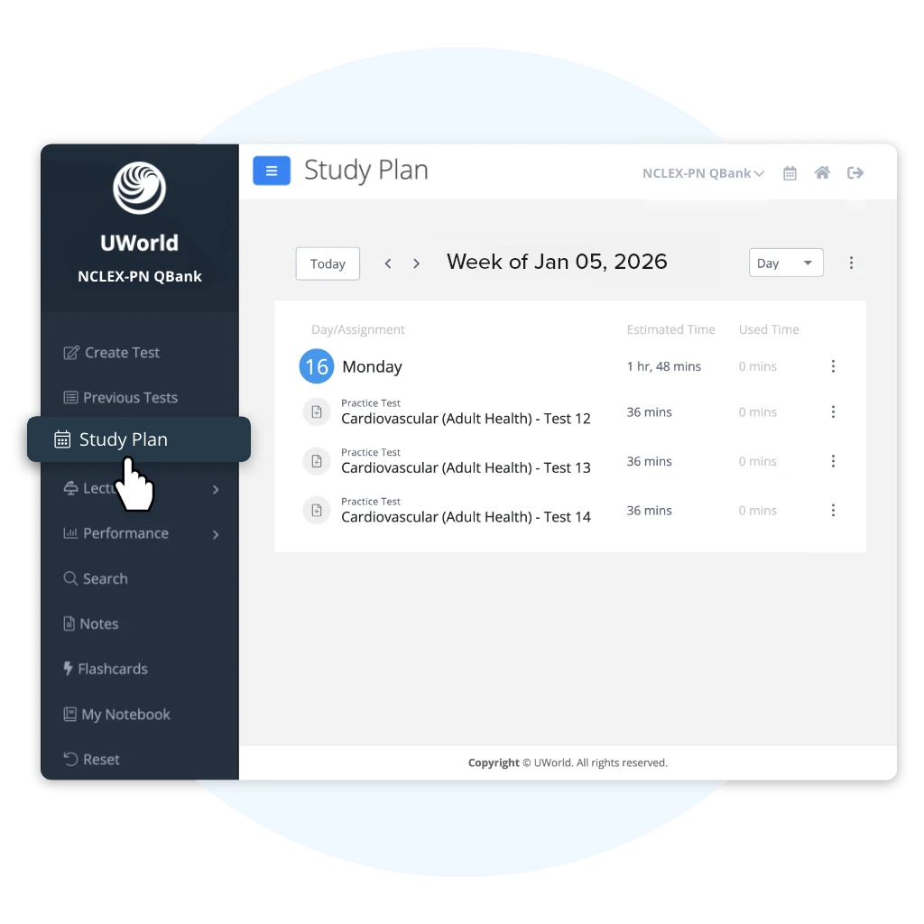 NCLEX Master Coach NCLEX-PN study planner for a personalized schedule using QBank material