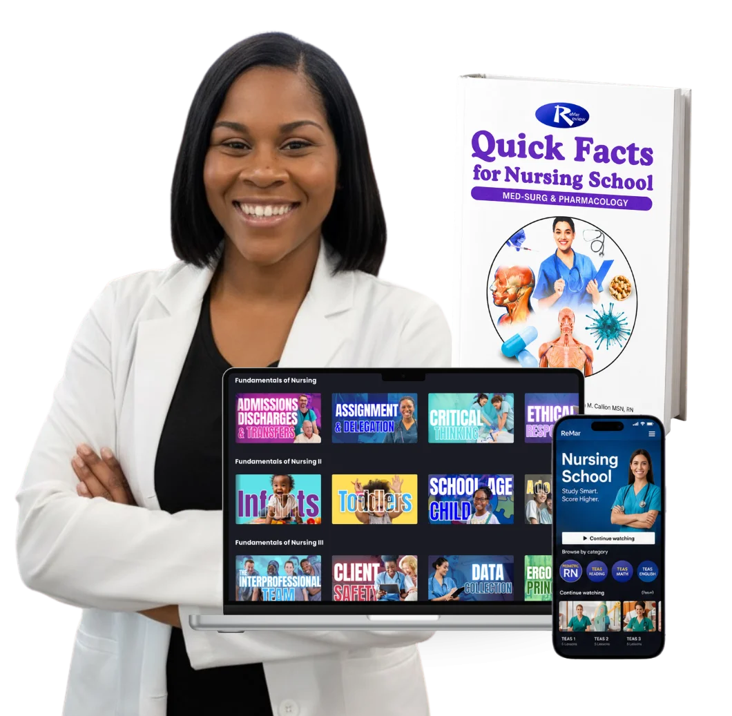 Professor Regina, MSN, RN, with Quick Facts for Nursing School and Nursing School V2 lessons